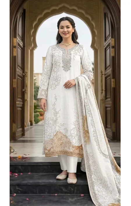 Kt 338 Black And White By Shree Viscose Maslin Pakistani Salwar Suits